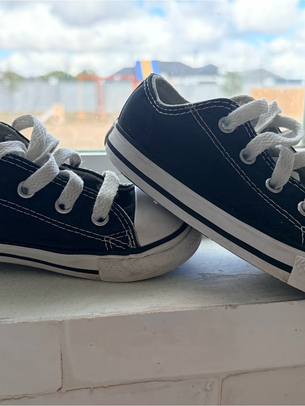 Kids Black Canvas Lace-Up Sneakers